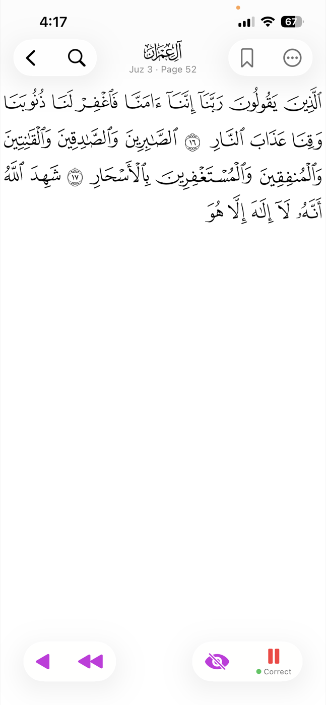 Full page Quran view for hifz practice